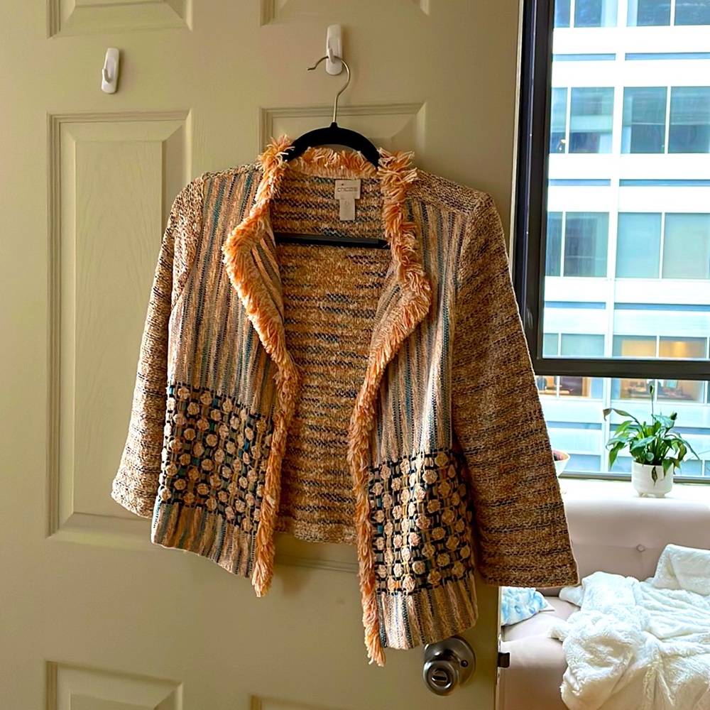 Orange knit blazer size 0